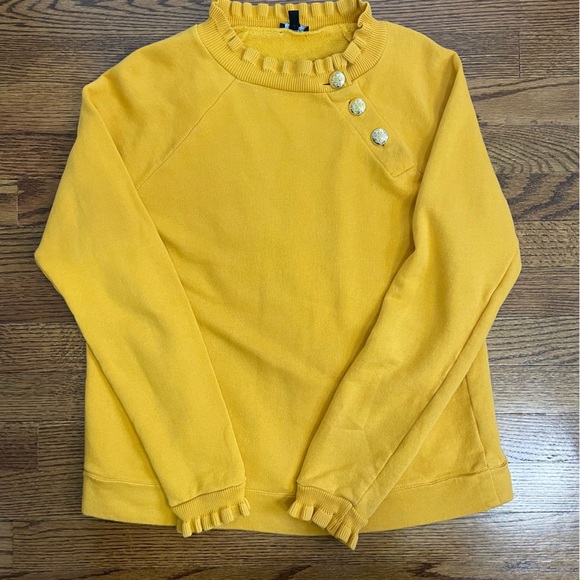Talbots Sweater Sweatshirt Golden Yellow w/ Ruffles Size Small - Picture 3 of 11